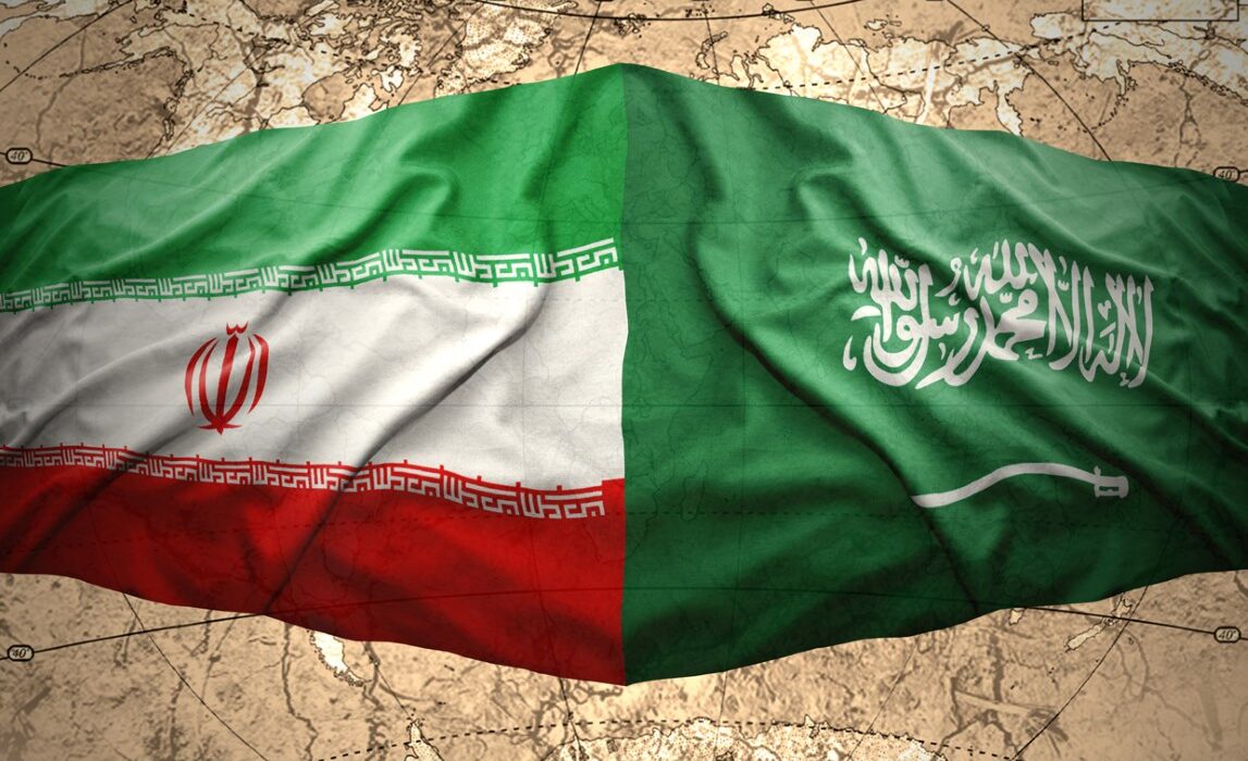 Waving-Saudi-Arabia-Iran-Flag-Map-World