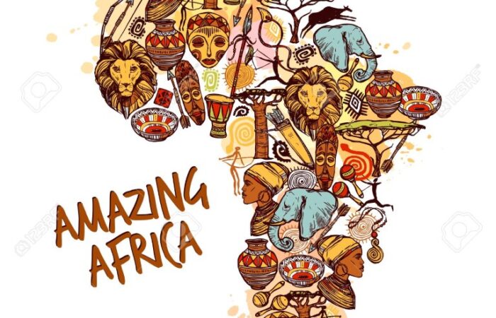 45162885-africa-concept-with-sketch-african-symbols-in-continent-shape-vector-illustration