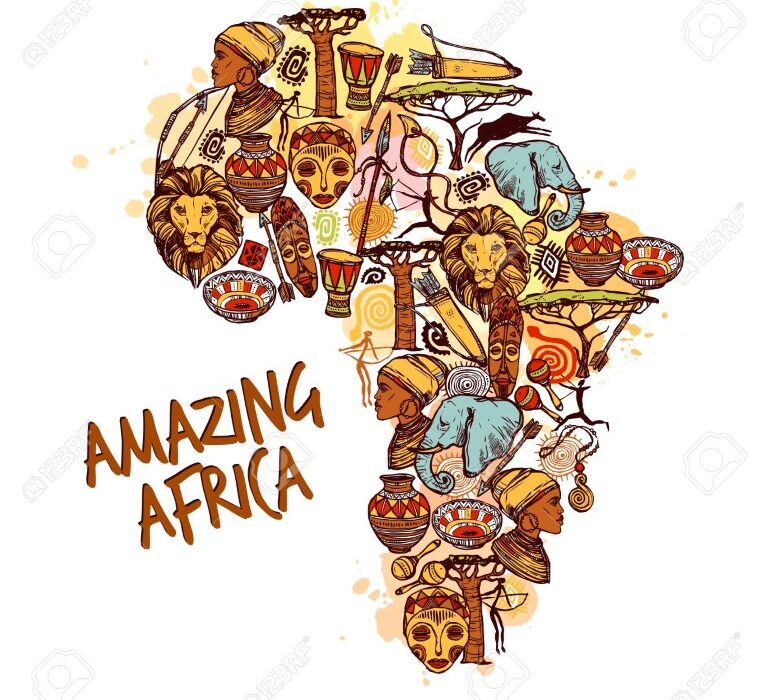 45162885-africa-concept-with-sketch-african-symbols-in-continent-shape-vector-illustration